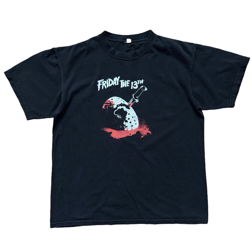 Vintage Y2K Friday The 13th Size L Horror Movie Promo Shirt Black Jason Voorhees